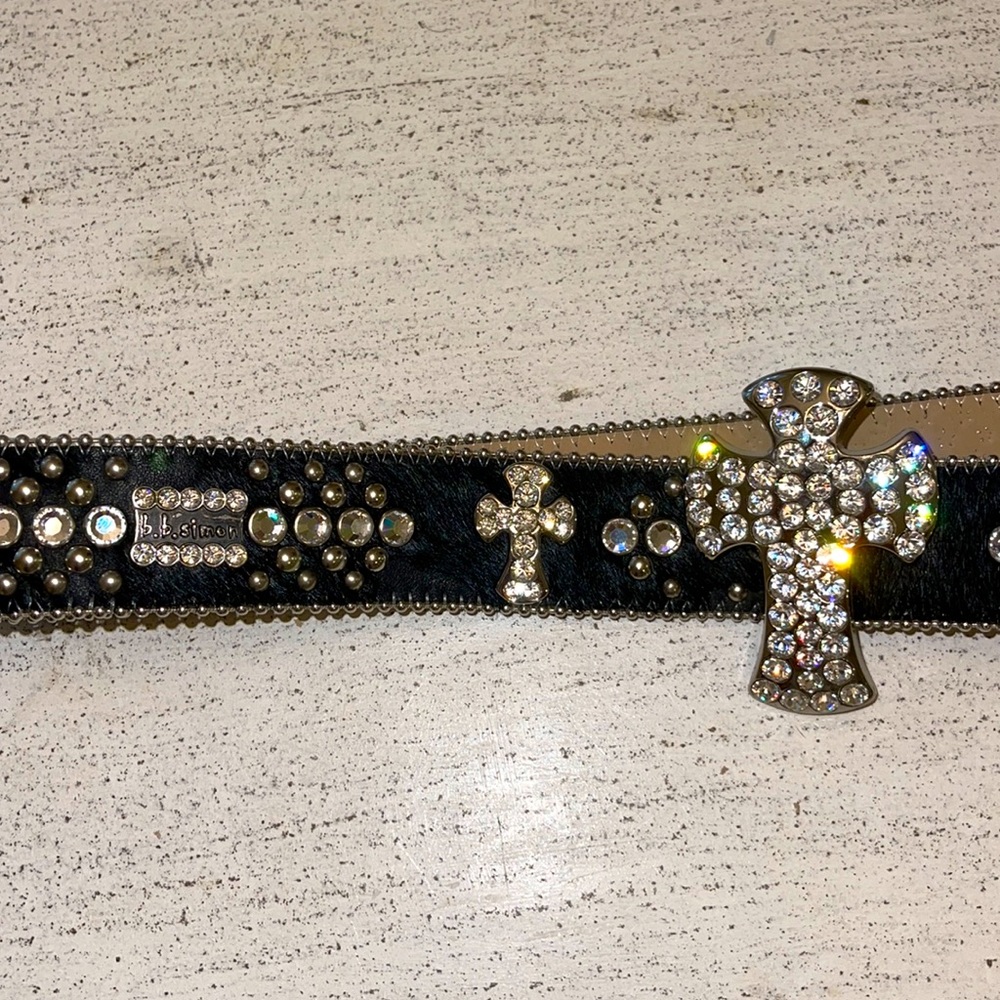 B.B. Simon hide and crystal belt